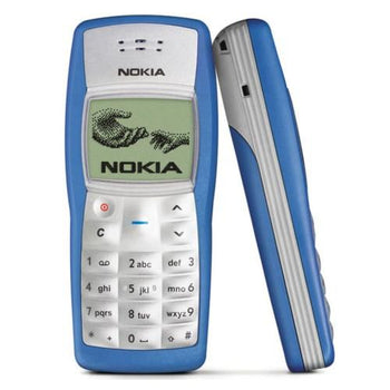 Nokia phone with blue casing on a white background